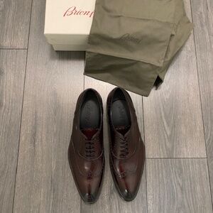 Brioni Brown Leather Wingtip Oxford Shoes Size 11 NWT